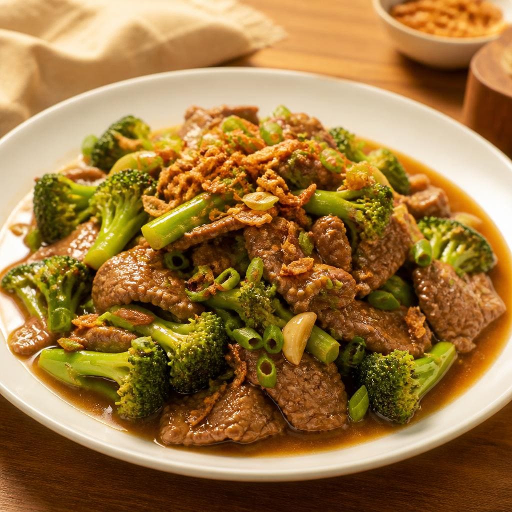 Bakmi Golek Brokoli Cah Sapi